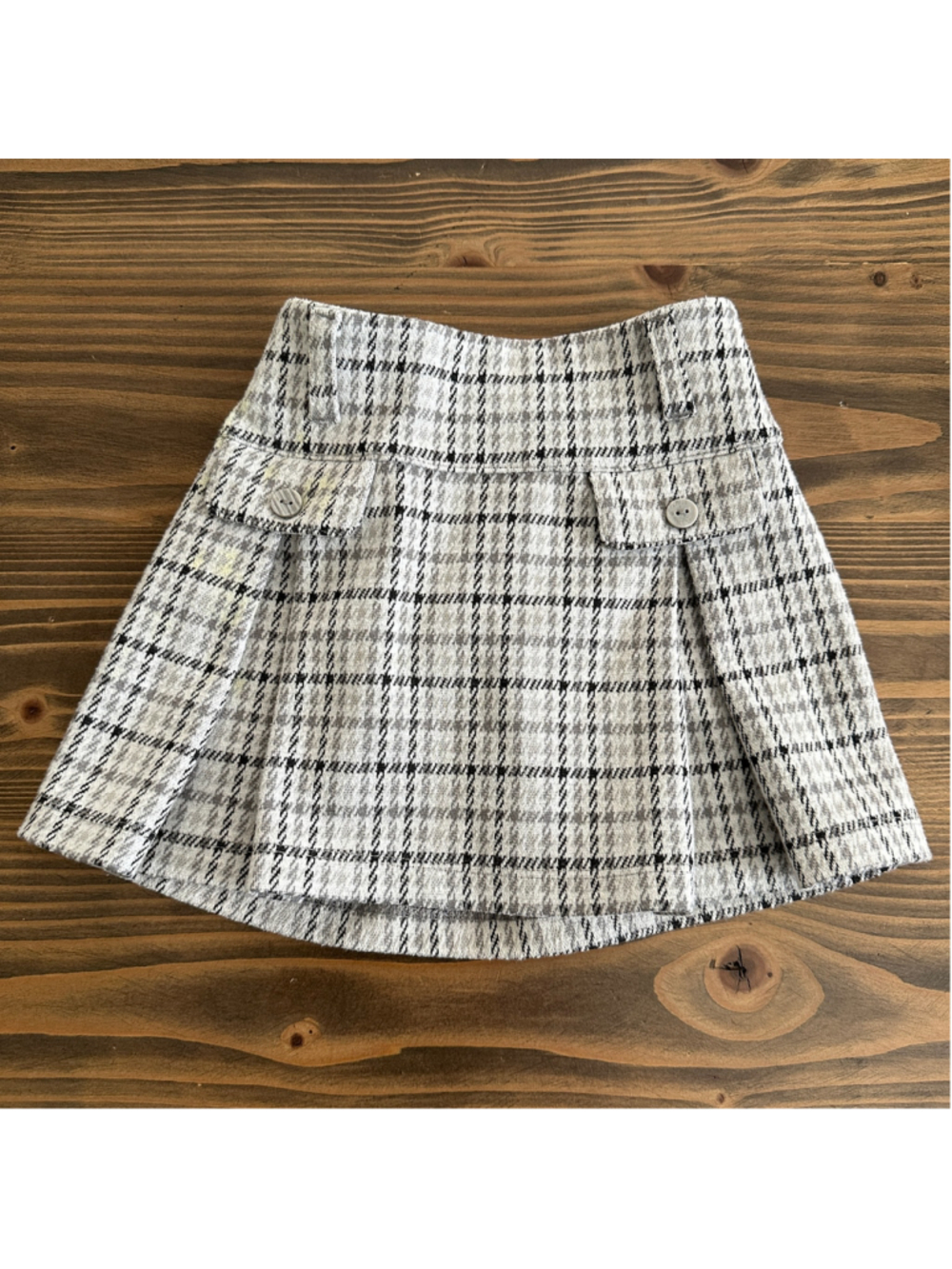 Girls GeeJay Plaid Skirt 18-24M 92cm Gray Black Toddler Elastic Waist